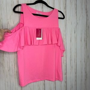 Lilly Pulitzer NWT Lyra Barbie Pink Ruffle Blouse M